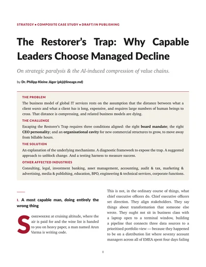 First-page preview of The Restorer’s Trap